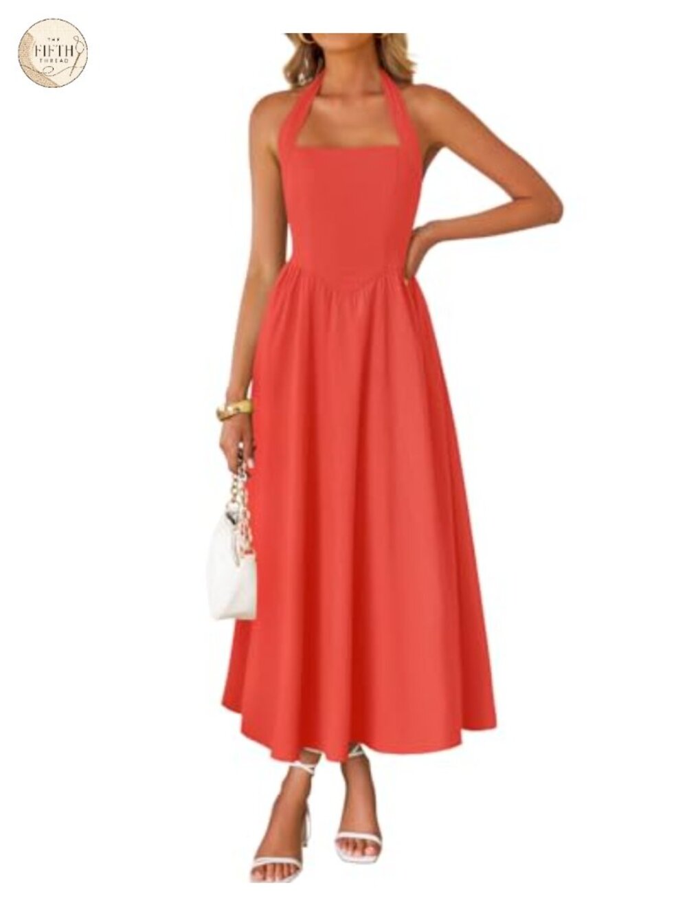 Sleeveless Halter Maxi Dress High Waist Backless A-Line Summer Wedding Guest